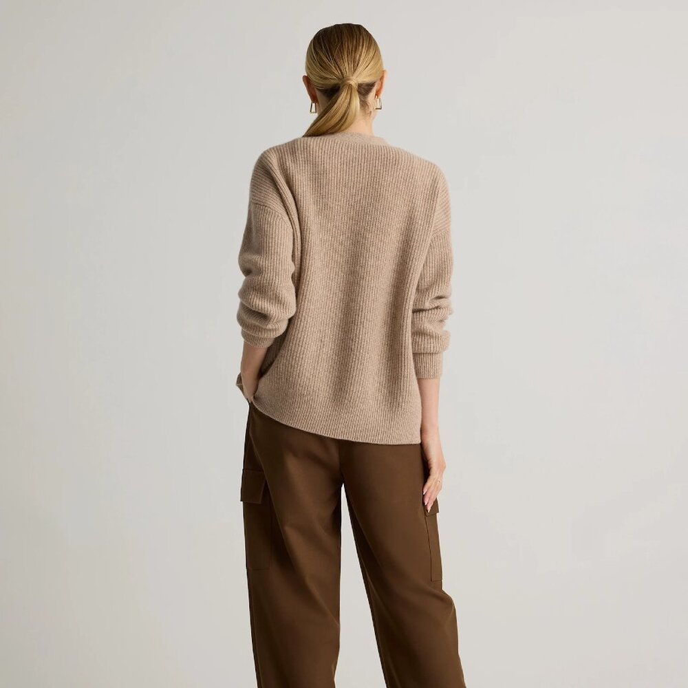 Quince - Mongolian Cashmere Fisherman Boxy Cropped Cardigan Sweater Sz S - Picture 3 of 10